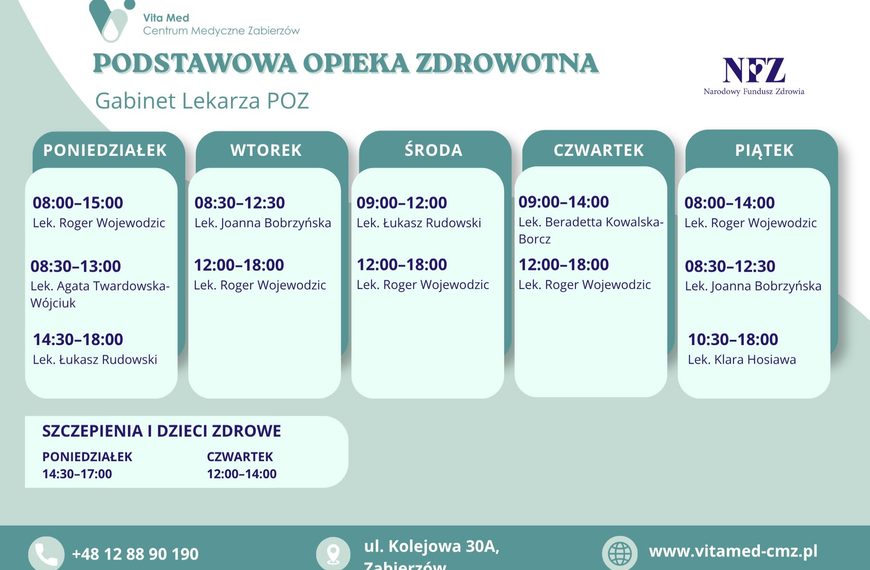 Strona główna - Vita Med Stały harmonogram przyjęć lekarzy POZ